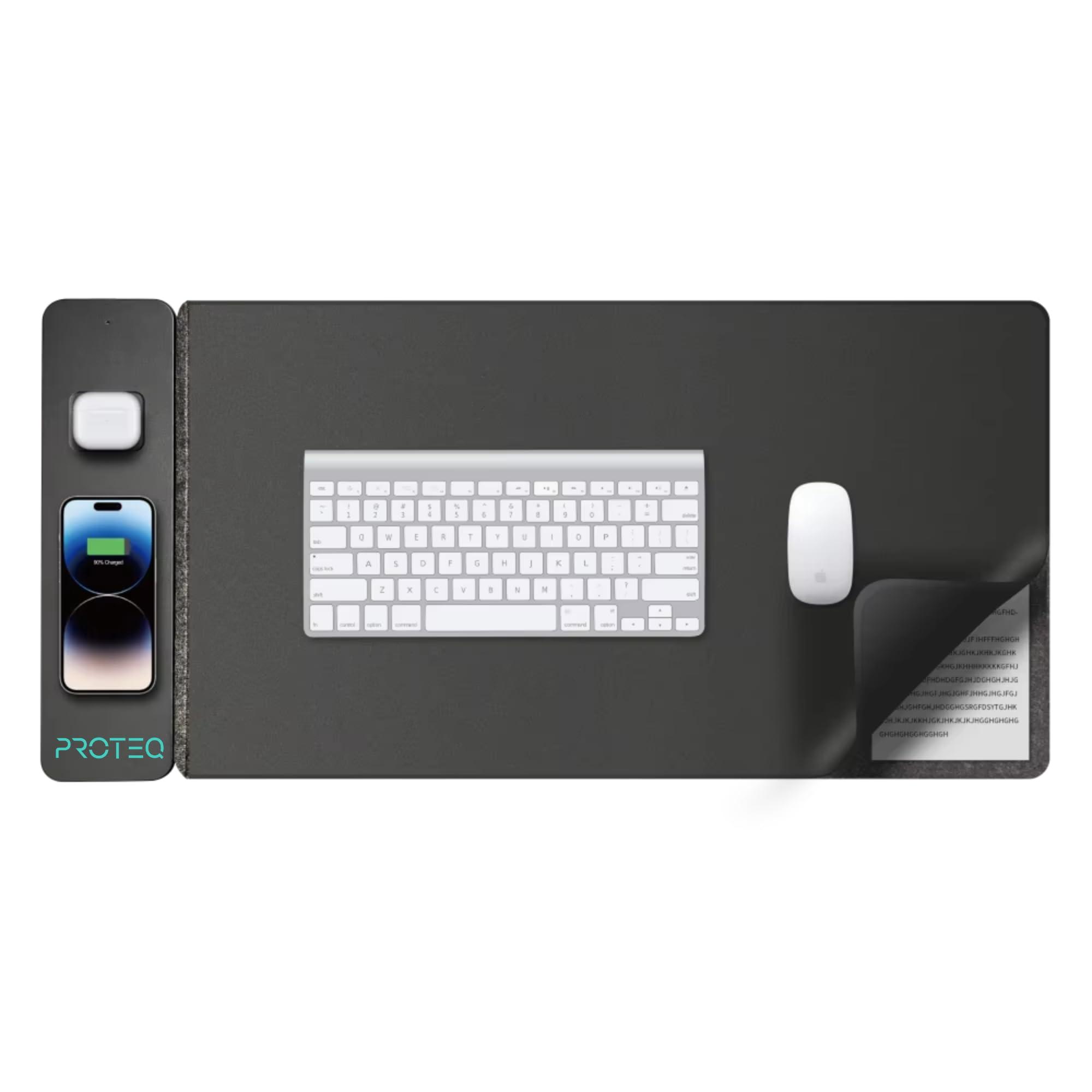 PROTEQ PU Vegan Leather Desk Mat with Wireless Charging
